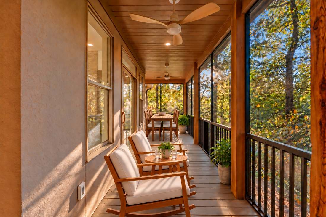 Screened porch (virtually staged)