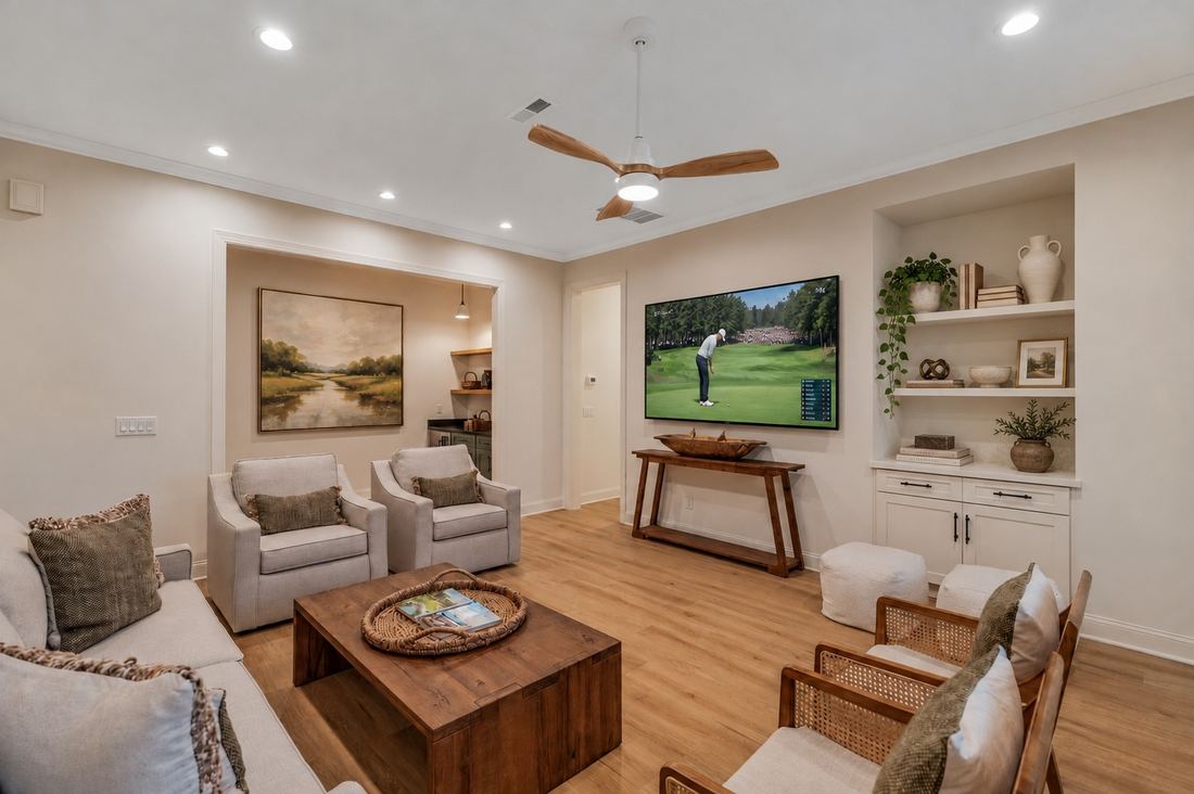 Lower-level family room (virtually staged)